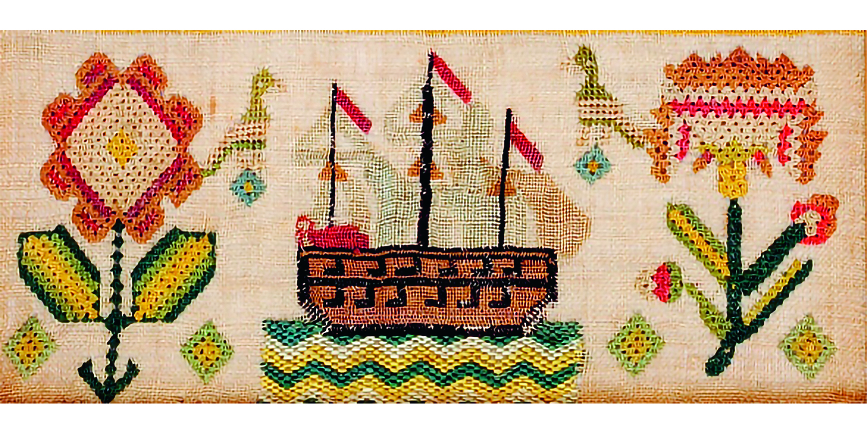 1723 needlework at Quaker Tapestry Museum