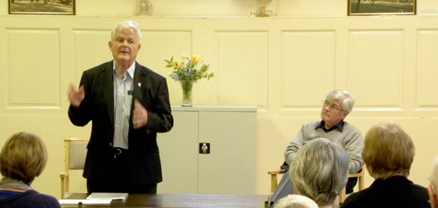 Bruce Kent campaigns against Trident at Darlington FMH