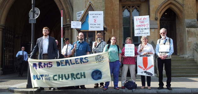 Protest targets arms dealers’ use of church property