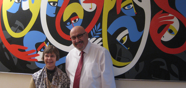 Ron Waddams painting on display at Palestinian Mission