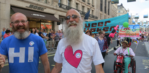 Friends celebrate London Pride 2015 in the sun